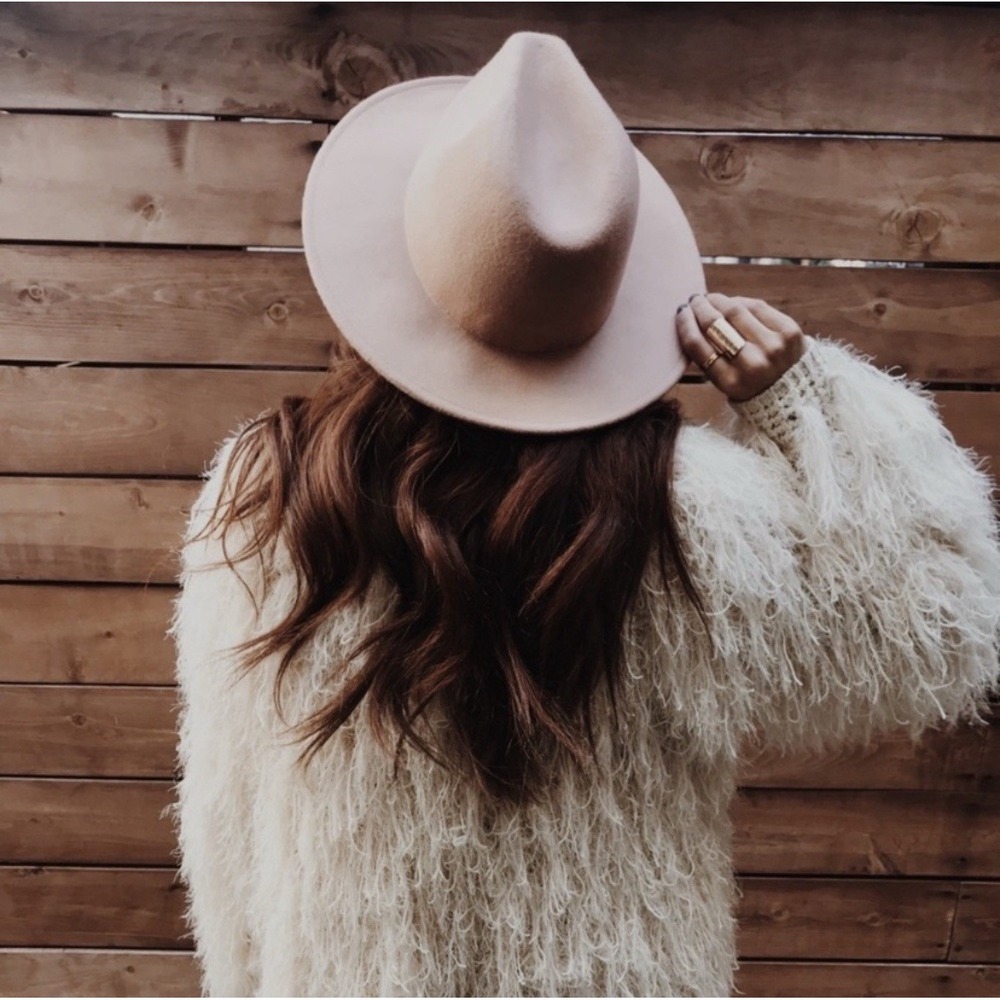 FREE PEOPLE Women Size ALL‎ Clean Slate Felt Hat Wool Blend Adjustable Ivory